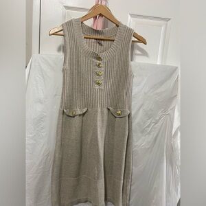 VINTAGE EUC H&M Premium Linen-Knit Mini Dress - Gold Button "Old Money" - SZ.6